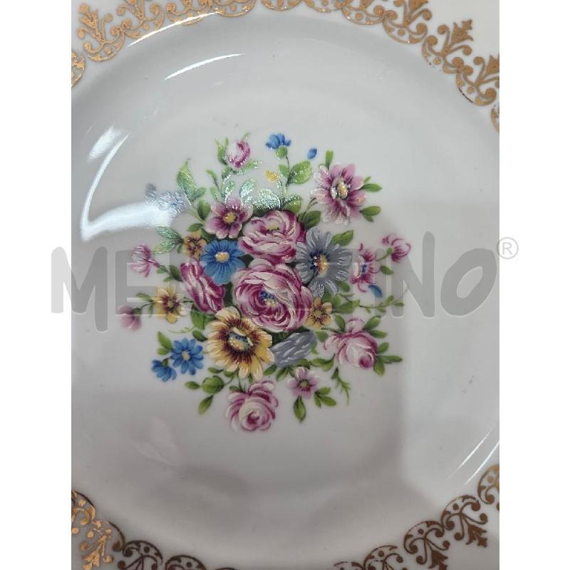 PIATTO TROTA+PIATTINI DOLCE CER BORDO DORATO FIORI | Mercatino dell'Usato Benevento 3
