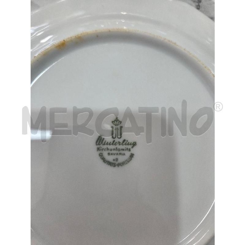 PIATTO TROTA+PIATTINI DOLCE CER BORDO DORATO FIORI | Mercatino dell'Usato Benevento 4