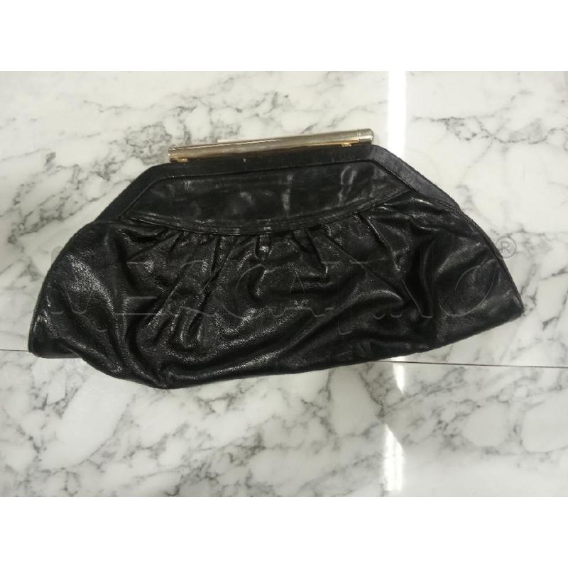 POCHETTE CLUTCH BAG NERA VERA PELLE VINTAGE CLIP GRIGIA | Mercatino dell'Usato Benevento 1