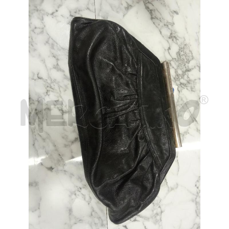 POCHETTE CLUTCH BAG NERA VERA PELLE VINTAGE CLIP GRIGIA | Mercatino dell'Usato Benevento 2