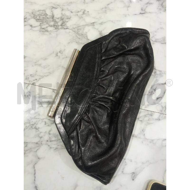 POCHETTE CLUTCH BAG NERA VERA PELLE VINTAGE CLIP GRIGIA | Mercatino dell'Usato Benevento 3