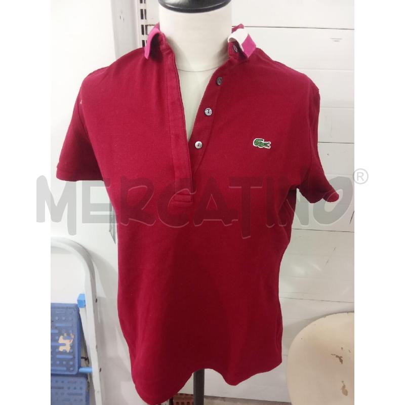 POLO DONNA LACOSTE BORDEAUC COLLETTO FUCSIA  | Mercatino dell'Usato Benevento 1
