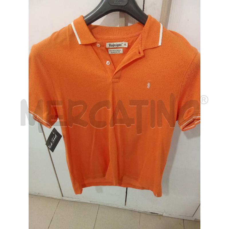 POLO UOMO ARANCIONE BORDINI BIANCHI  | Mercatino dell'Usato Benevento 1