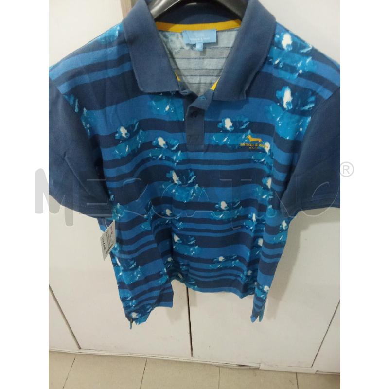 POLO UOMO BLU AZZURRA RIGHE HARMONT AND BLANE  | Mercatino dell'Usato Benevento 1