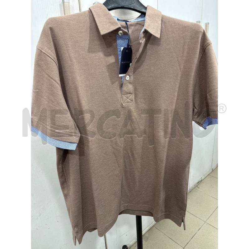 POLO UOMO MARRONE DAVID BROWN CON ORLO AZZURRO | Mercatino dell'Usato Benevento 1