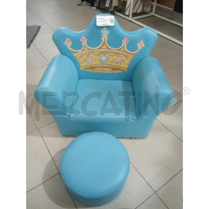 POLTRONA AZZURRA BAMBINI+POGGIA PIEDI DISEGNO  CORONA PRINCIPE | Mercatino dell'Usato Benevento 1