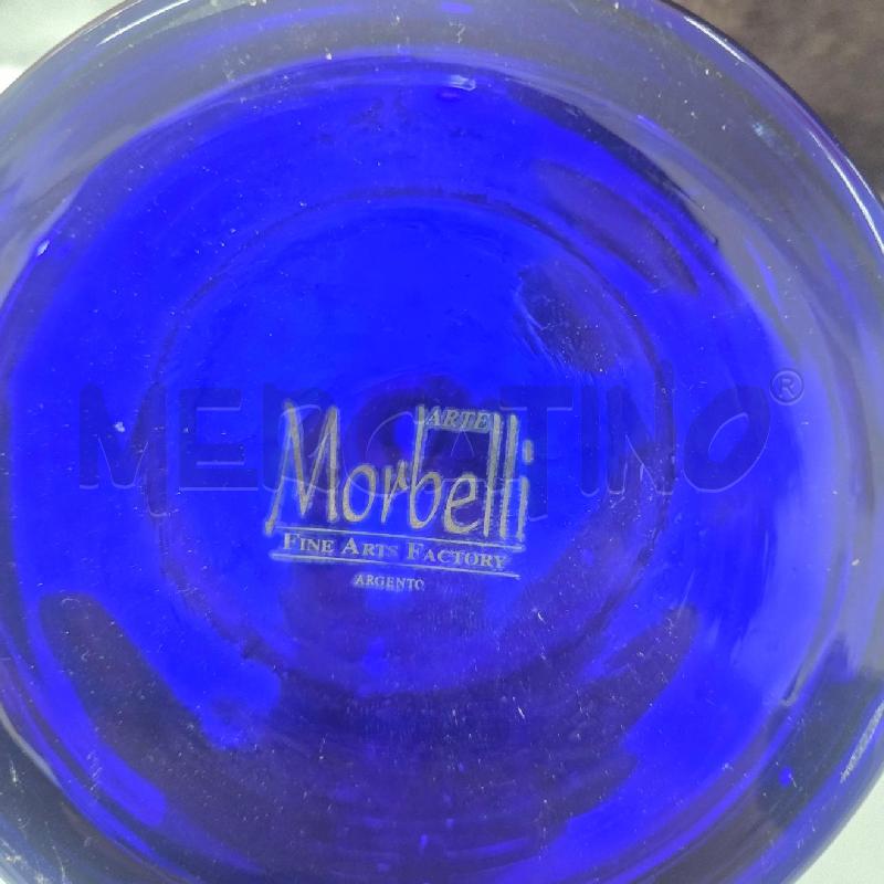 PORTA CARAMELLE VETRO BLU COPERCHIO BORDO FIORI ARGENTATI | Mercatino dell'Usato Benevento 3