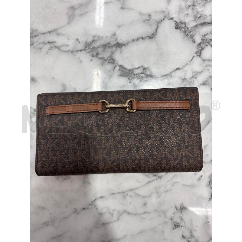 PORTA TESSERE DONNA MICHAEL KORS MARRONE CON LOGO ZIP DIETRO  | Mercatino dell'Usato Benevento 1