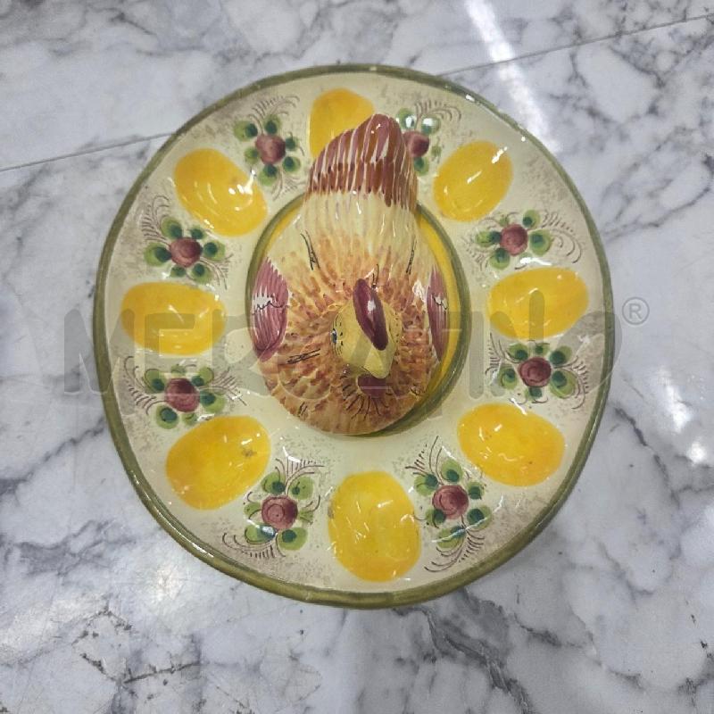 PORTA UOVA GALLINA CER GIALLA FIORI | Mercatino dell'Usato Benevento 1
