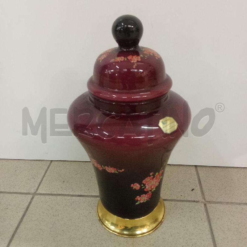 POTICHE VASO VETRO ROSA IN BORDO DORATO FIORI | Mercatino dell'Usato Benevento 1