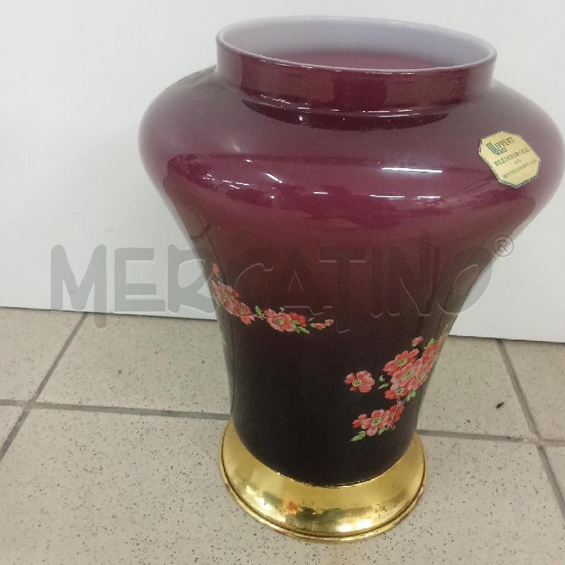 POTICHE VASO VETRO ROSA IN BORDO DORATO FIORI | Mercatino dell'Usato Benevento 4