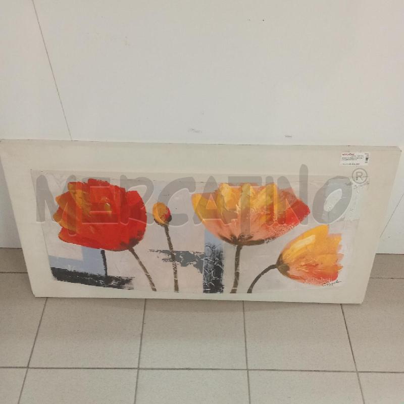 QUADRO BIANCO LEGNO PAPAVERI ROSSI GIALLI | Mercatino dell'Usato Benevento 2