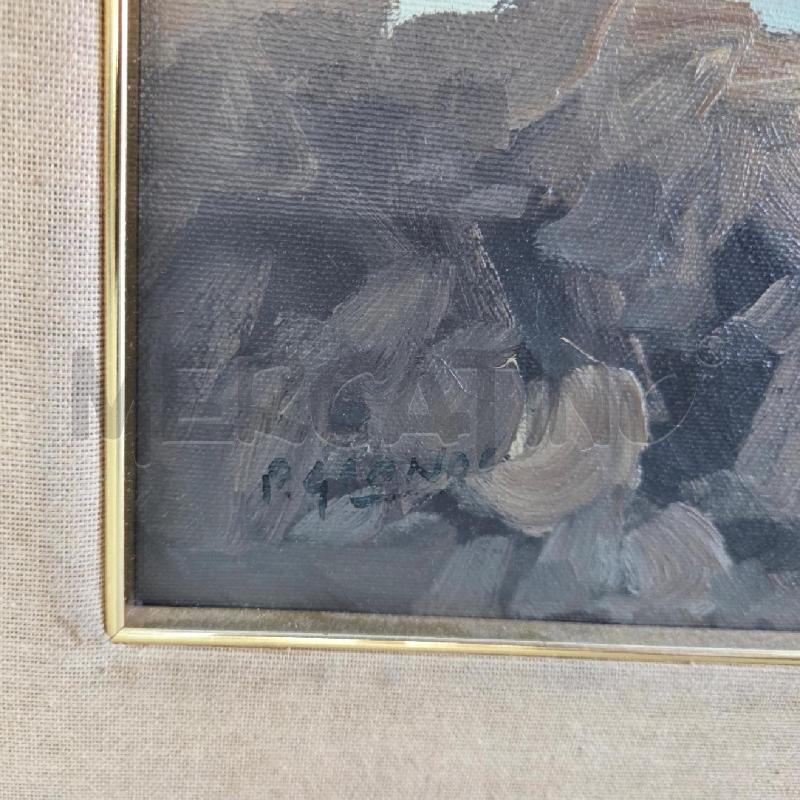 QUADRO CORNICE DORATA TELA MARE BARCA FIRMA | Mercatino dell'Usato Benevento 3