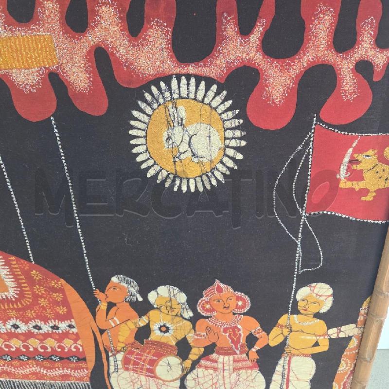 QUADRO C BAMBÙ  FANTASIA ROSSA STI LANKA BATIQUE ELEFANTE113X89 | Mercatino dell'Usato Benevento 3