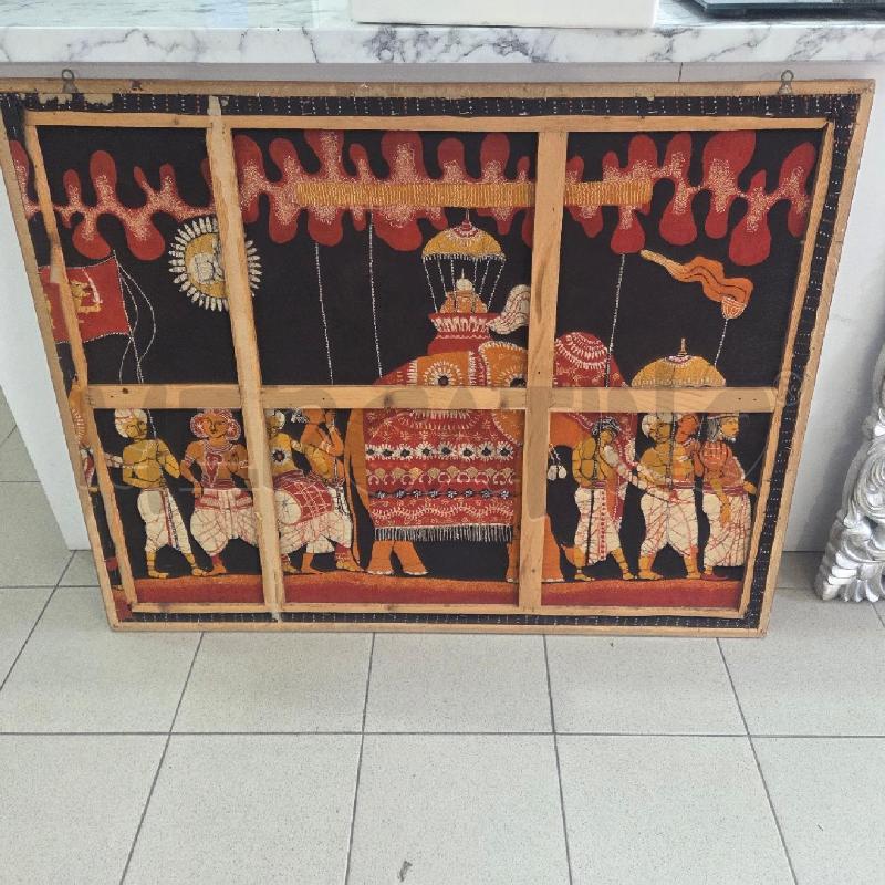 QUADRO C BAMBÙ  FANTASIA ROSSA STI LANKA BATIQUE ELEFANTE113X89 | Mercatino dell'Usato Benevento 5