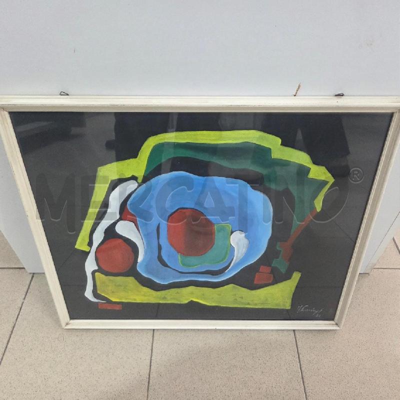 QUADRO C BIANCA ASTRATTO SCARINZI SFONDO NERO | Mercatino dell'Usato Benevento 1