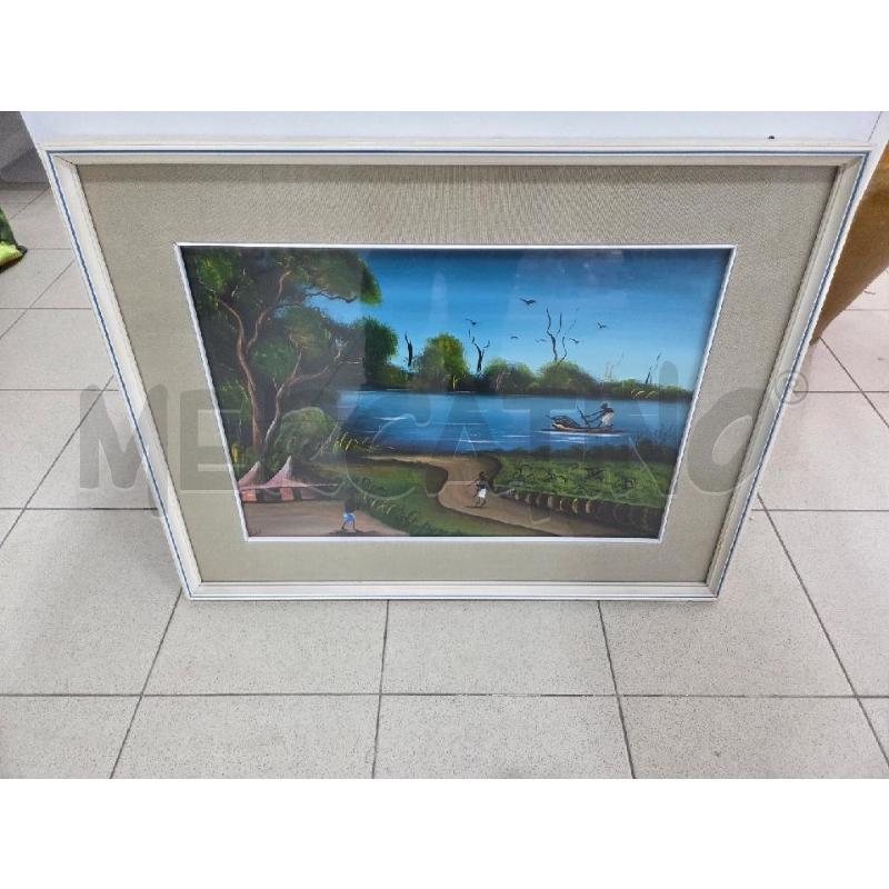 QUADRO C BIANCA BLU FIGURE ETNICHE FIUME BARCA | Mercatino dell'Usato Benevento 1
