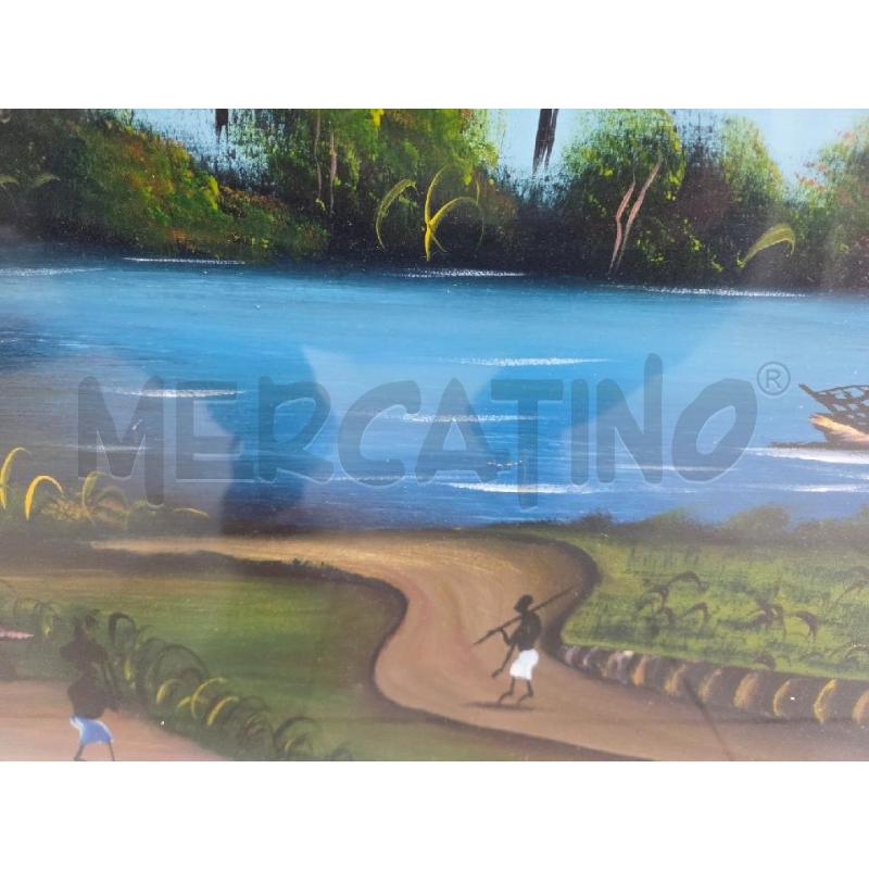 QUADRO C BIANCA BLU FIGURE ETNICHE FIUME BARCA | Mercatino dell'Usato Benevento 3