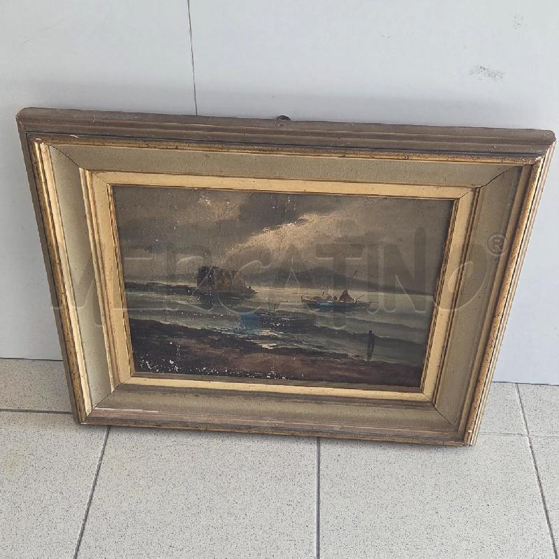 QUADRO C DORATA BIANCA MARE IN TEMPESTA DA RESTAURARE | Mercatino dell'Usato Benevento 1