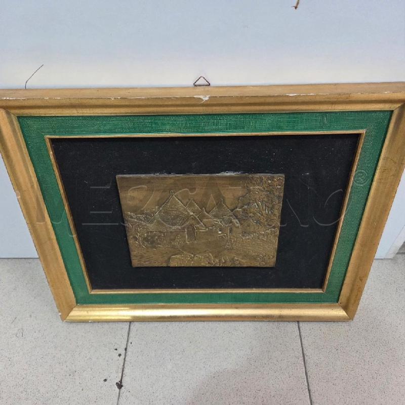 QUADRO C DORATA BORDO VERDE PLACCA BRONZATA CASETTE | Mercatino dell'Usato Benevento 1
