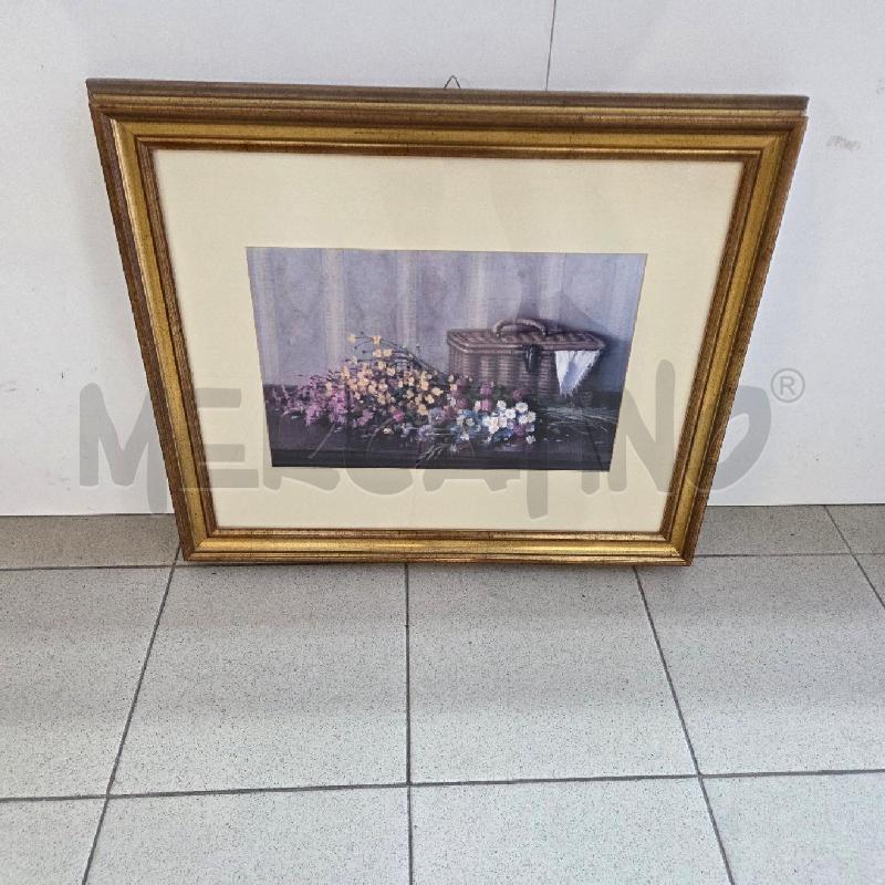QUADRO C DORATA CESTA CON FIORI SFONDO BLU | Mercatino dell'Usato Benevento 1