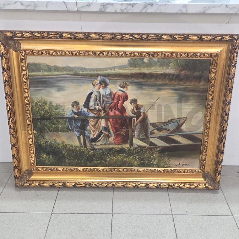 QUADRO C DORATA DAMA SUL FIUME BARCA | Mercatino dell'Usato Benevento 1