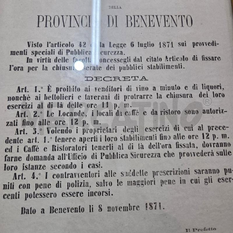 QUADRO C DORATA MANIFESTO PREFETTO DI PROVINCIA DI BENEVENTO | Mercatino dell'Usato Benevento 2