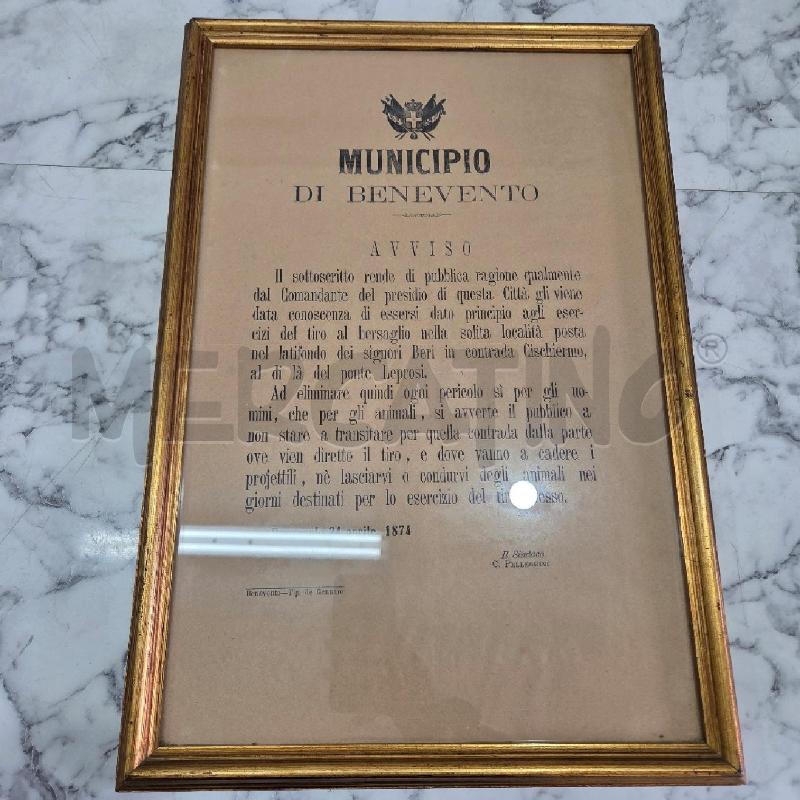 QUADRO C DORATA MUNICIPIO DI BENEVENTO | Mercatino dell'Usato Benevento 1