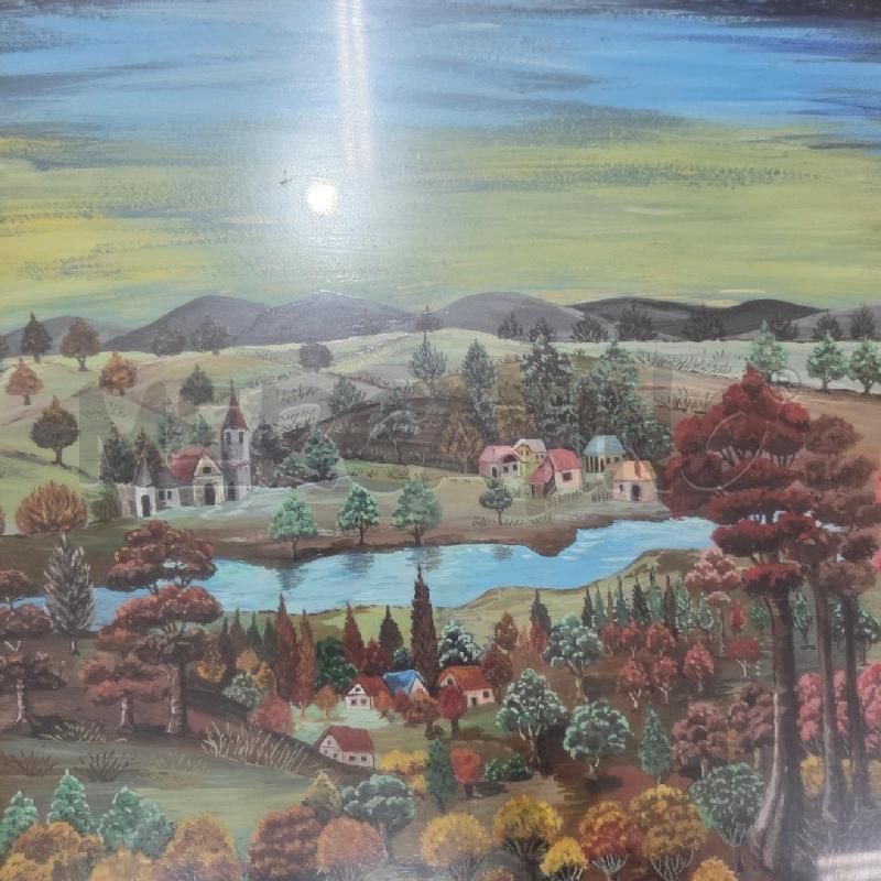 QUADRO C DORATA PAESAGGIO CON CASE ALBERI | Mercatino dell'Usato Benevento 2
