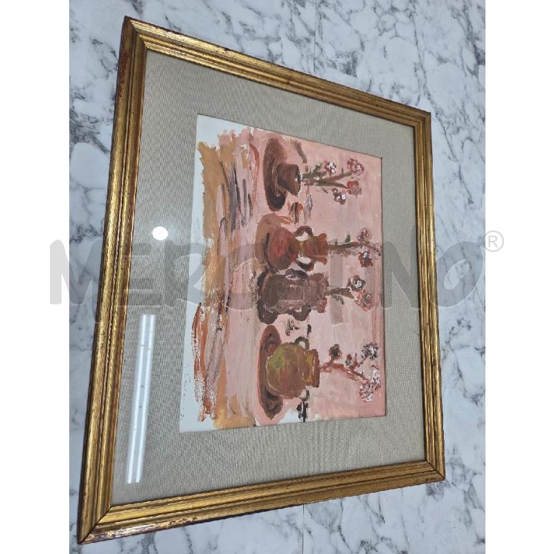 QUADRO C DORATA VASI CON FIORI FANTASIA ROSA | Mercatino dell'Usato Benevento 1
