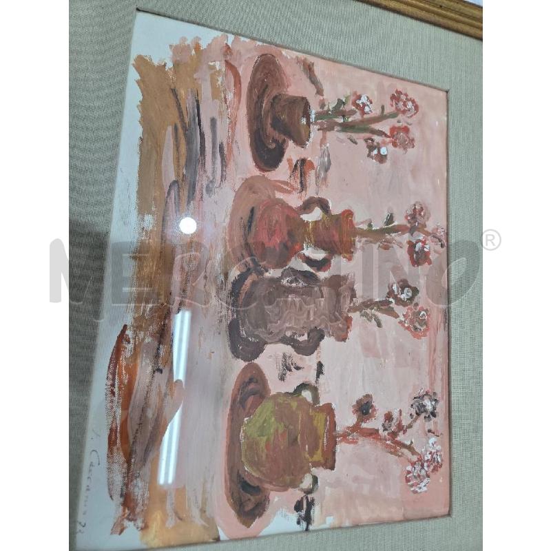 QUADRO C DORATA VASI CON FIORI FANTASIA ROSA | Mercatino dell'Usato Benevento 2