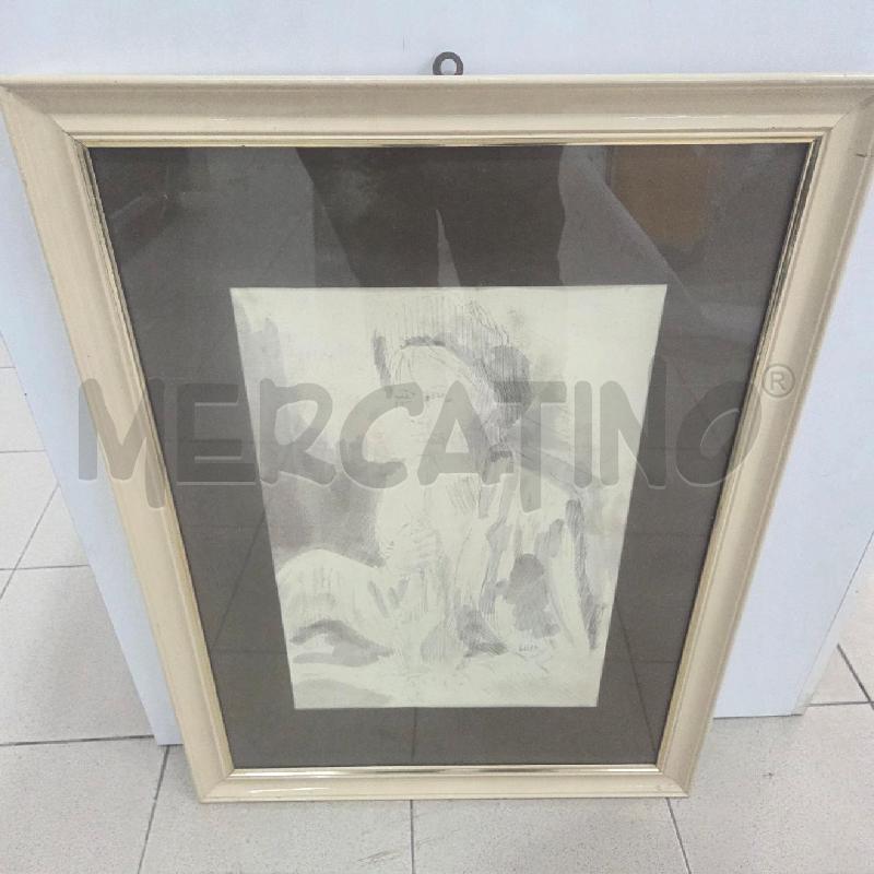 QUADRO C LEGNO BIANCO VOLTO A MATITA FIRMA | Mercatino dell'Usato Benevento 1