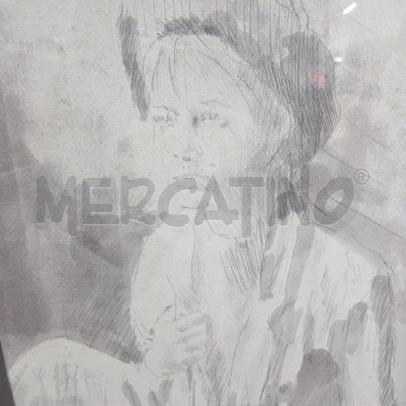 QUADRO C LEGNO BIANCO VOLTO A MATITA FIRMA | Mercatino dell'Usato Benevento 2