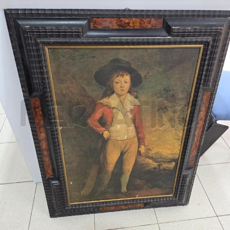 QUADRO C LEGNO NERA MARRONE RAGAZZO CON CAPPELLO NERO | Mercatino dell'Usato Benevento 1