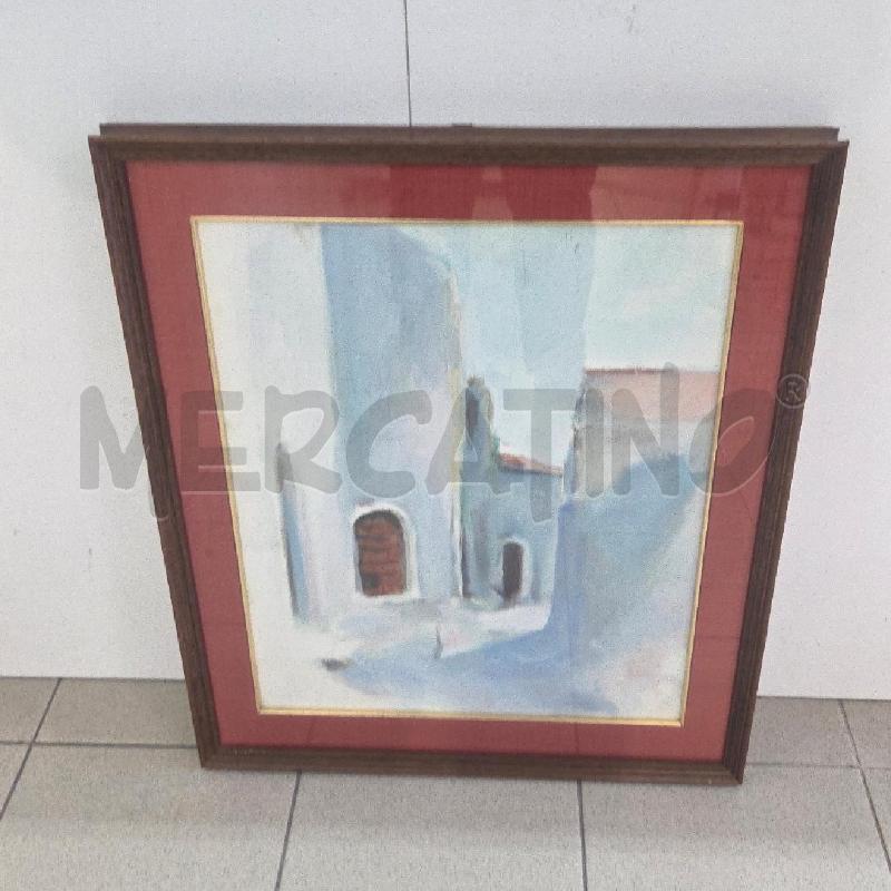 QUADRO C LEGNO PASSPARTOU ROSSO CASE AZZURRE | Mercatino dell'Usato Benevento 1