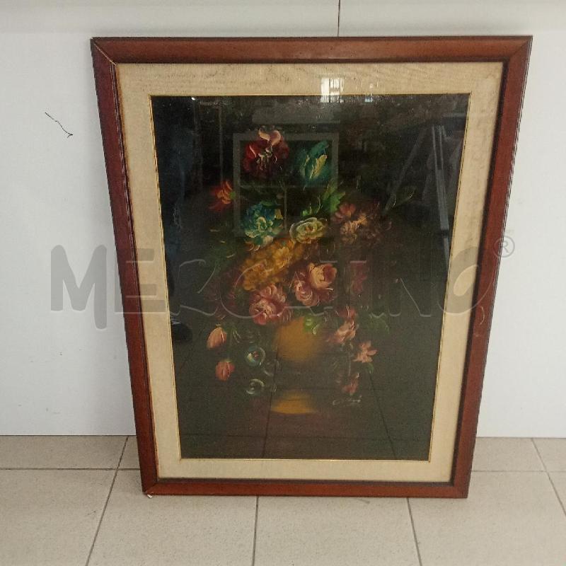 QUADRO C LEGNO VASO CON FIORI SFONDO NERO | Mercatino dell'Usato Benevento 1