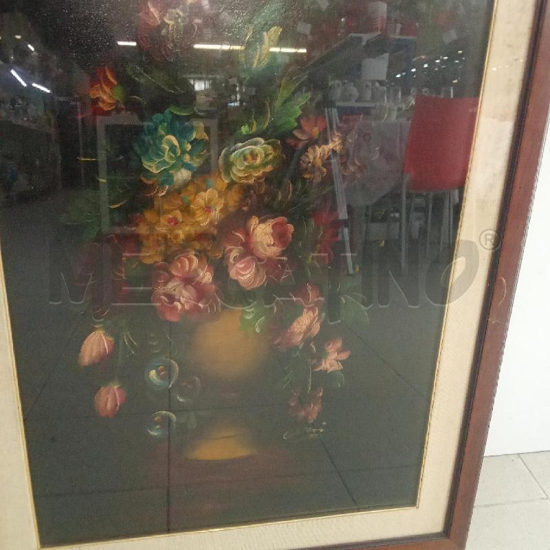 QUADRO C LEGNO VASO CON FIORI SFONDO NERO | Mercatino dell'Usato Benevento 2