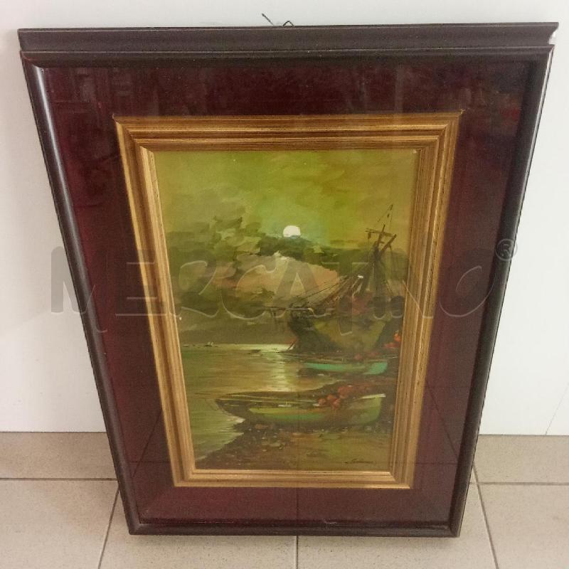 QUADRO C MARRONE PASSAPARTOU ROSSO BARCHE IN TEMPESTA | Mercatino dell'Usato Benevento 1