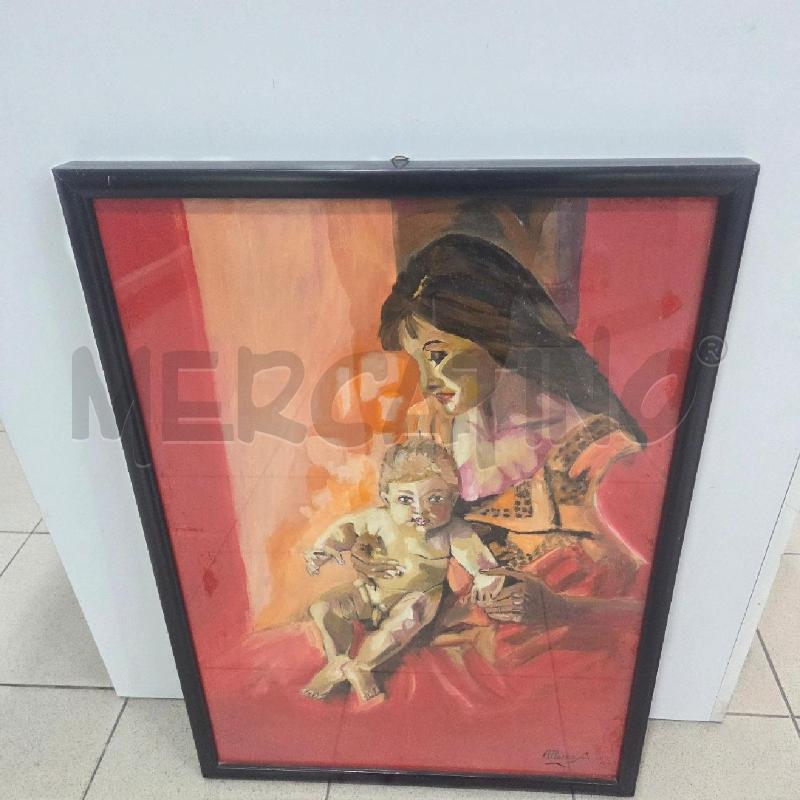QUADRO C NERA MADRE CON BAMBINO SFONDO ROSSO | Mercatino dell'Usato Benevento 1