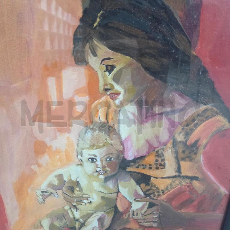 QUADRO C NERA MADRE CON BAMBINO SFONDO ROSSO | Mercatino dell'Usato Benevento 2