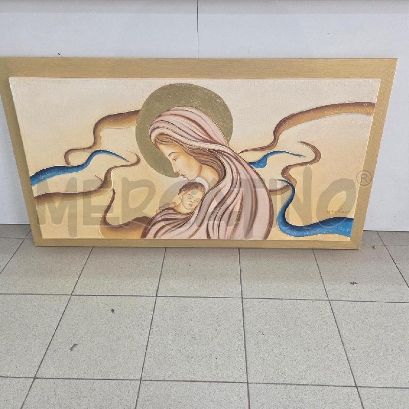 QUADRO DORATO MADONNA CON BAMBINO SFUMATURE AZZURRE | Mercatino dell'Usato Benevento 1