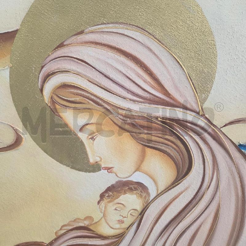 QUADRO DORATO MADONNA CON BAMBINO SFUMATURE AZZURRE | Mercatino dell'Usato Benevento 2