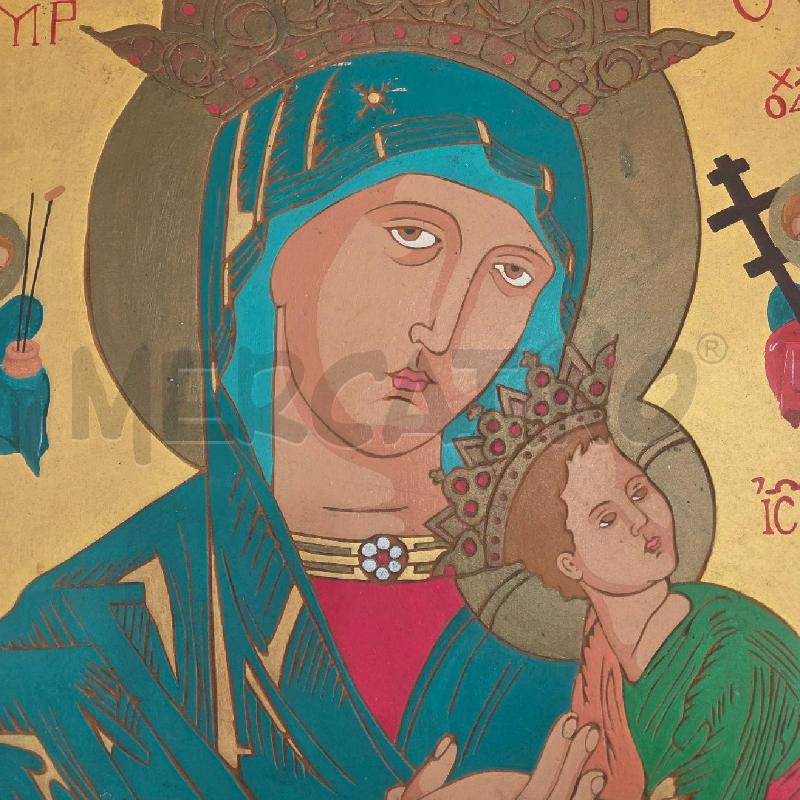 QUADRO LEGNO SFONDO GIALLO MADONNA CON BAMBINO  | Mercatino dell'Usato Benevento 2