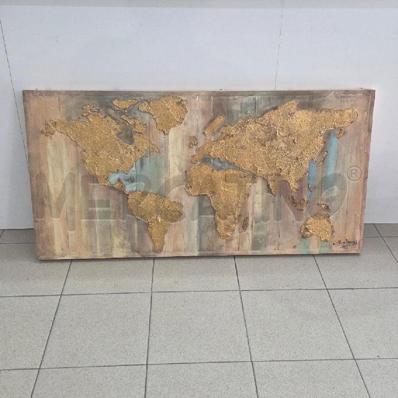 QUADRO LEGNO VARI CONTINENTI DORATI  | Mercatino dell'Usato Benevento 1