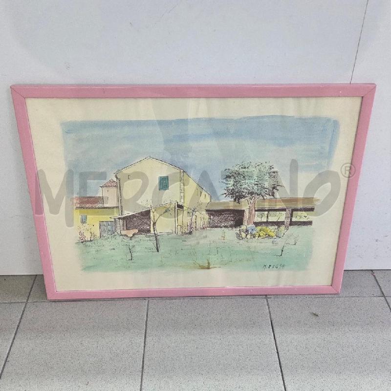 QUADRO ROSA CASE GIALLE FIRMA RAUSO | Mercatino dell'Usato Benevento 1