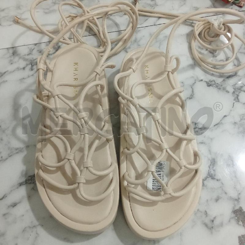SANDALI DONNA BEIGE CON LACCI ALLA SCHIAVA KHARISMA | Mercatino dell'Usato Benevento 1