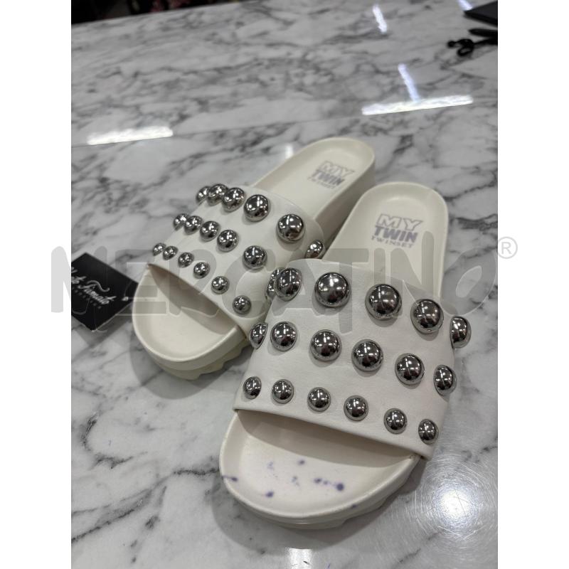 SANDALI DONNA BIANCO FASCIA CON BORCHIE MY TWINSET  | Mercatino dell'Usato Benevento 1
