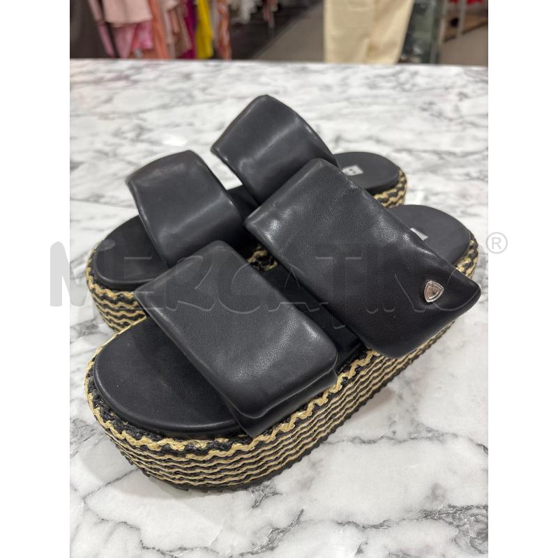 SANDALI DONNA BLAUER NERO PELLE CON PARA INTRECCIATA BEIGE  | Mercatino dell'Usato Benevento 1