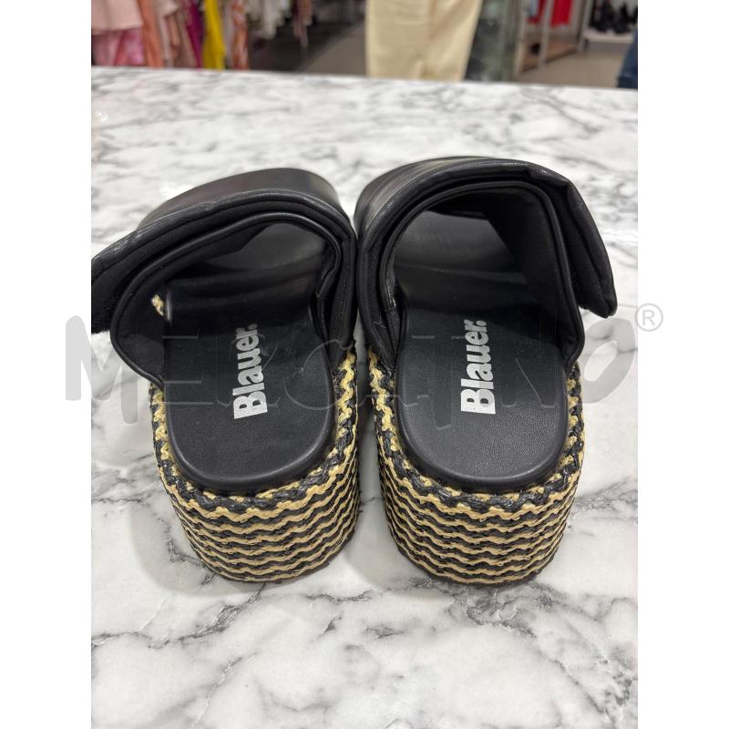 SANDALI DONNA BLAUER NERO PELLE CON PARA INTRECCIATA BEIGE  | Mercatino dell'Usato Benevento 3