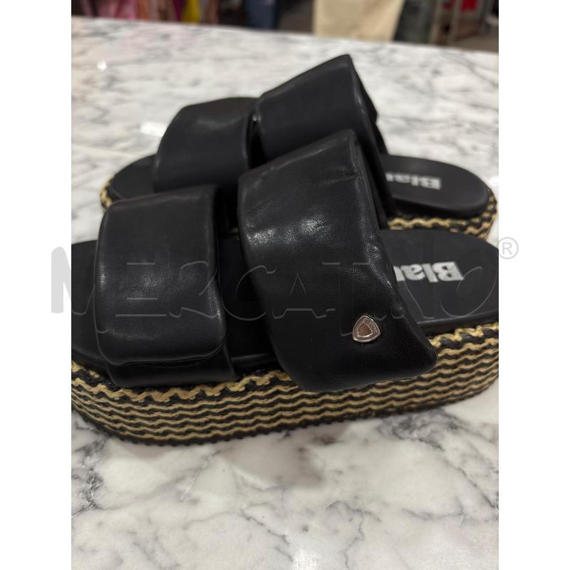 SANDALI DONNA BLAUER NERO PELLE CON PARA INTRECCIATA BEIGE  | Mercatino dell'Usato Benevento 4